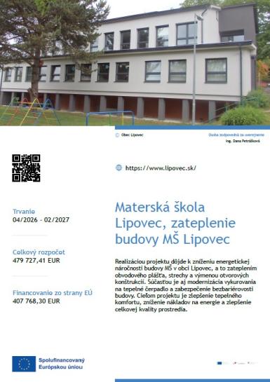 Projekt Zateplenie budovy materskej školy